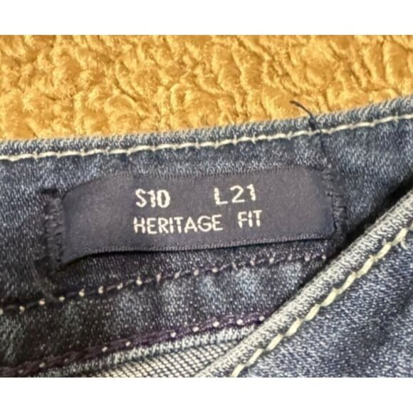 VIGOSS LOW RISE CAPRIS JEANS SZ 10 X 21 BLUE EMBROIDERED HERITAGE FIT BLING WOME - Picture 5 of 6